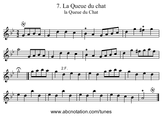 7. La Queue du chat - staff notation