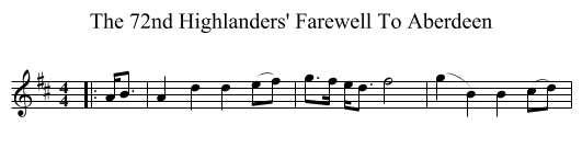 72nd Highlanders' Farewell To Aberdeen, The  - staff notation