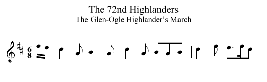 72nd Highlanders, The - staff notation