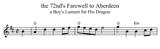 72nd's Farewell to Aberdeen, the  - staff notation