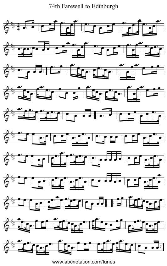74th Farewell to Edinburgh - staff notation