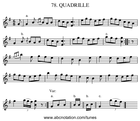 78. QUADRILLE - staff notation