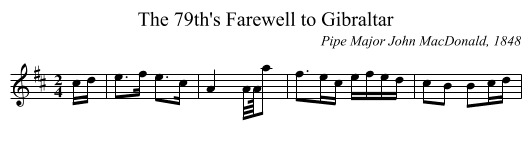 79th's Farewell to Gibraltar, The - staff notation