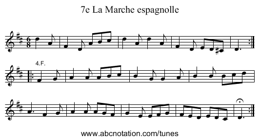 7e La Marche espagnolle - staff notation