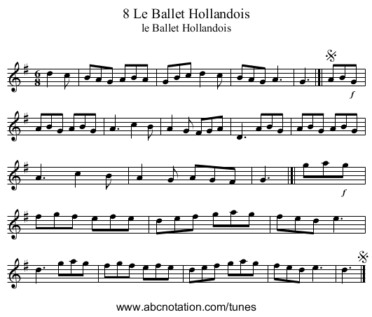 8 Le Ballet Hollandois - staff notation