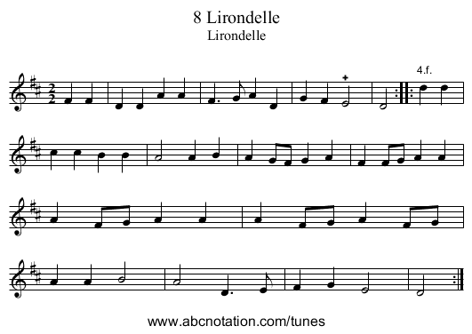 8 Lirondelle - staff notation