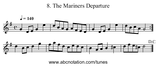 8. The Mariners Departure - staff notation