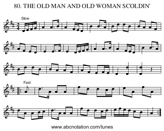 80. THE OLD MAN AND OLD WOMAN SCOLDIN' - staff notation