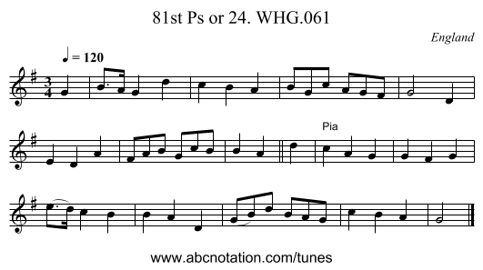 81st Ps or 24. WHG.061 - staff notation