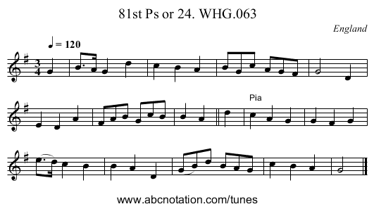 81st Ps or 24. WHG.063 - staff notation