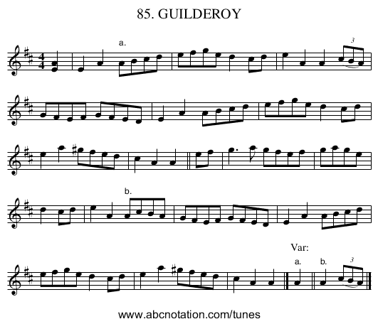 85. GUILDEROY - staff notation