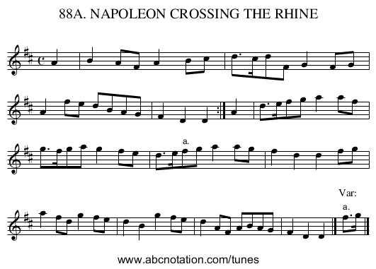 88A. NAPOLEON CROSSING THE RHINE - staff notation