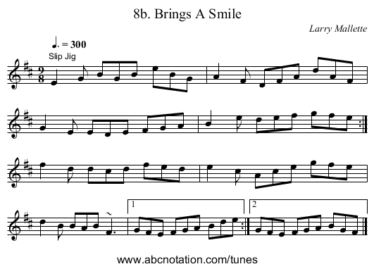 8b. Brings A Smile - staff notation