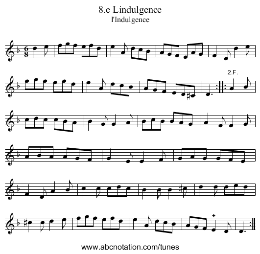 8.e Lindulgence - staff notation