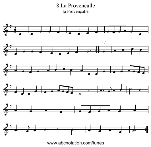 8.La Provencalle - staff notation