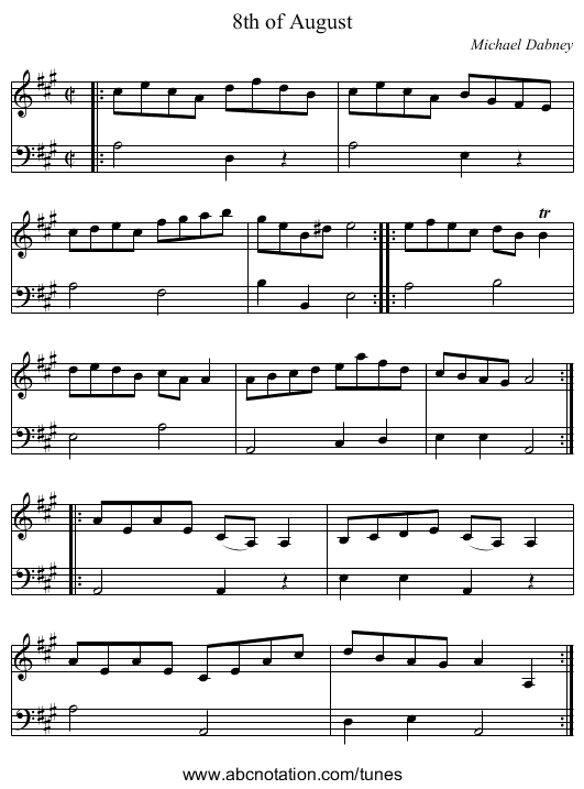 8th of August - staff notation