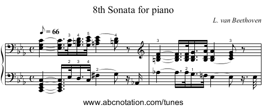 8th Sonata for piano - staff notation
