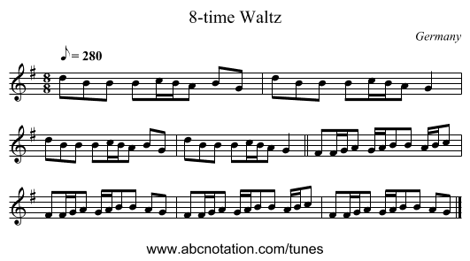 8-time Waltz - staff notation