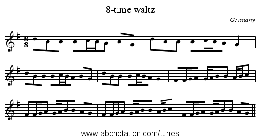 8-time waltz - staff notation