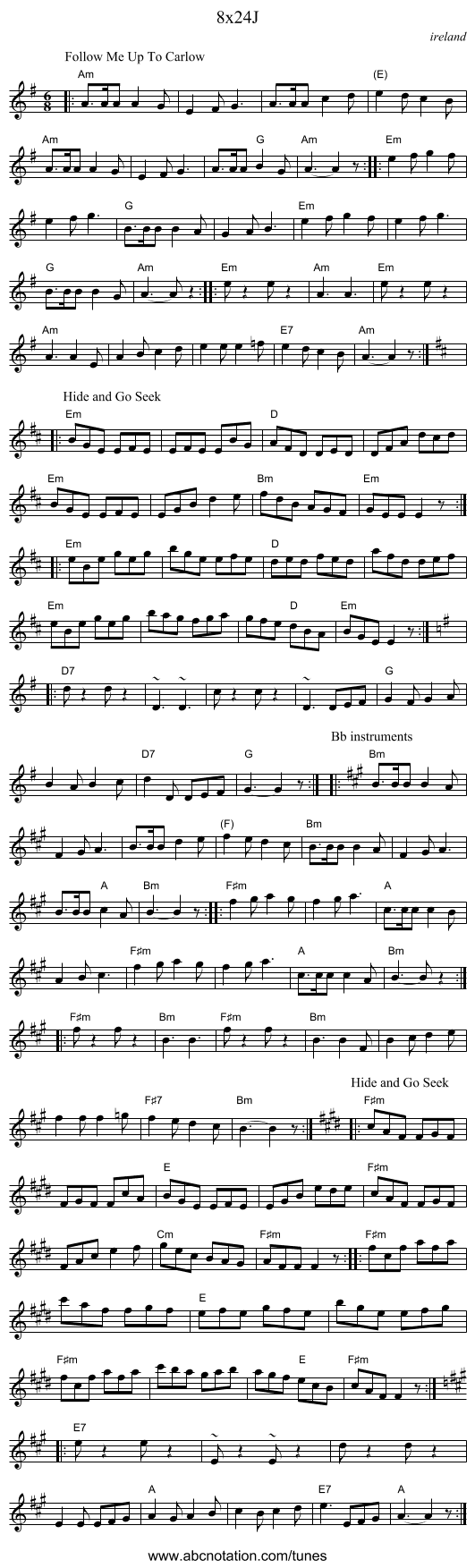 8x24J - staff notation