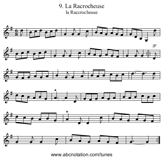 9. La Racrocheuse - staff notation