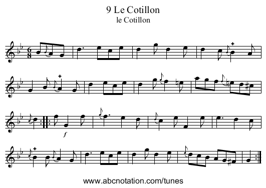 9 Le Cotillon - staff notation