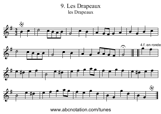 9. Les Drapeaux - staff notation