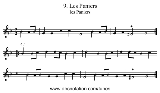 9. Les Paniers - staff notation