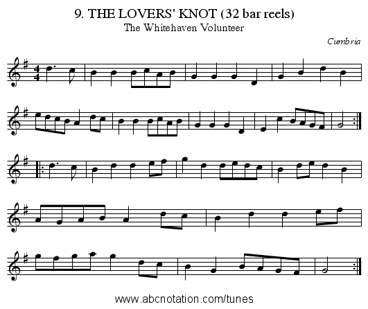 9. THE LOVERS' KNOT (32 bar reels) - staff notation
