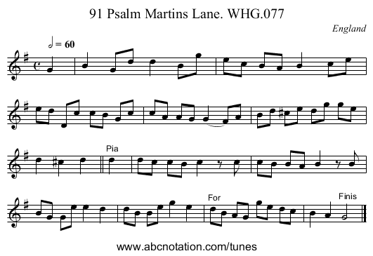 91 Psalm Martins Lane. WHG.077 - staff notation