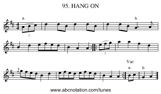 95. HANG ON - staff notation