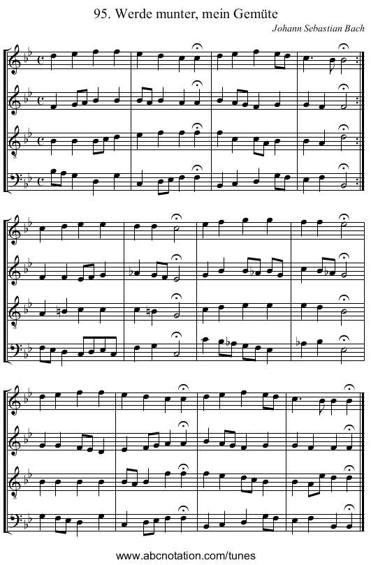 95. Werde munter, mein Gem&uuml;te - staff notation