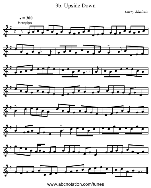9b. Upside Down - staff notation