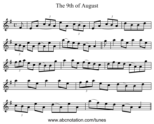 9th of August, The - staff notation