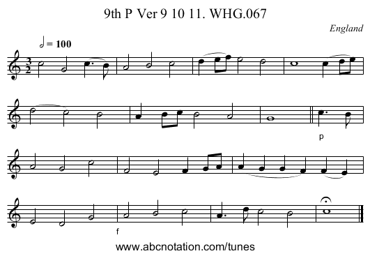 9th P Ver 9 10 11. WHG.067 - staff notation