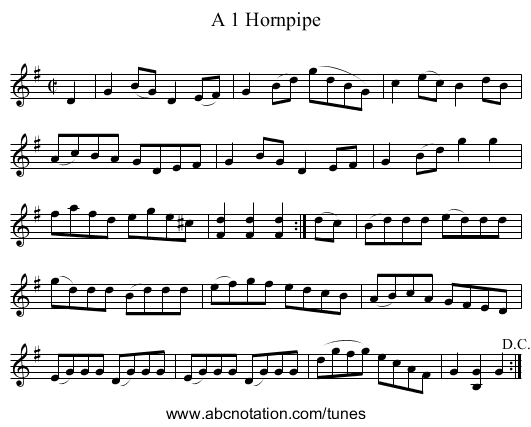 A 1 Hornpipe - staff notation