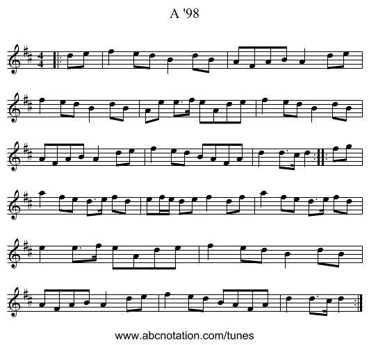 A '98 - staff notation
