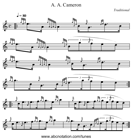 A. A. Cameron - staff notation