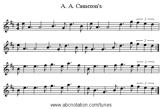 A. A. Cameron's - staff notation