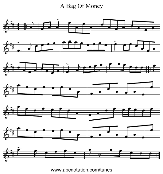 A Bag Of Money - staff notation