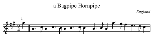 a Bagpipe Hornpipe - staff notation