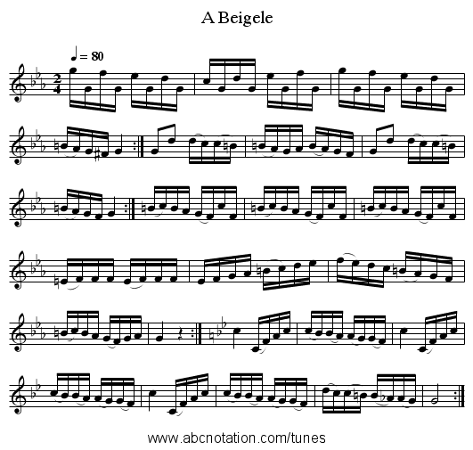 A Beigele - staff notation