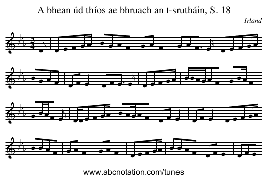 A bhean úd thíos ae bhruach an t-srutháin, S. 18 - staff notation
