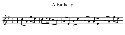 A Birthday - staff notation