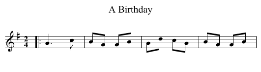 A Birthday - staff notation