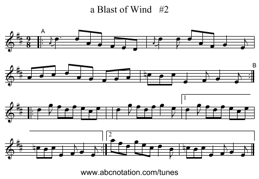 a Blast of Wind #2 - staff notation