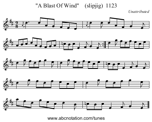 A Blast Of Wind    (slipjig)  1123 - staff notation