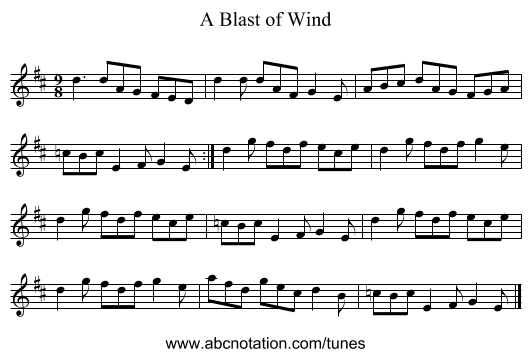 A Blast of Wind - staff notation