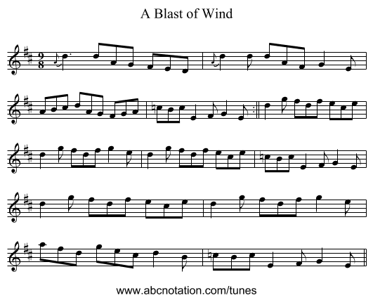 A Blast of Wind - staff notation