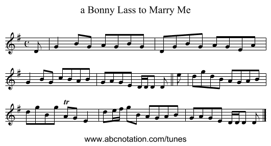 a Bonny Lass to Marry Me - staff notation